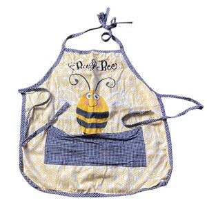 Kay‎ Dee Designs Bee Themed Kitchen Apron Yellow Gingham Trim